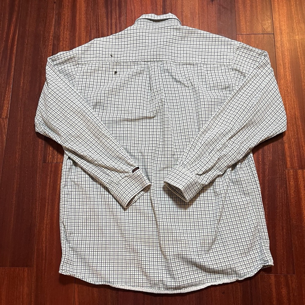 Cinch WRX FR Shirt Mens Large Green Blue White Plaid Check Western Work FLAW* - Picture 5 of 12